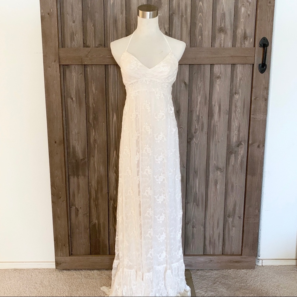 Sue Wong Embroidered Empire Waist Dress Ivory 4